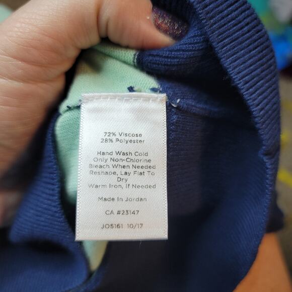 Talbots- Women's Long sleeve navy and teal top- size XL - Picture 8 of 8